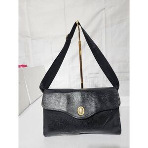 Authentic Christian Dior Vintage Leather Logo Flap Clutch/Shoulder Bag Black